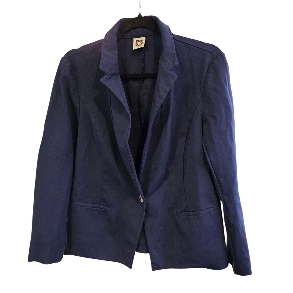 Anne Klein Navy Blue One Button Blazer JacketSize Medium